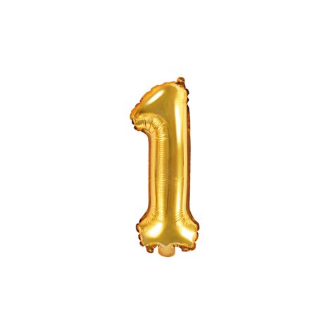 Balon foliowy na hel Cyfra "1", 35 cm, złoty